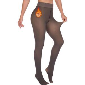 Winter Warm Fleece Lined Brown Leggings Women Thick Thermal Velvet Tights Wear
